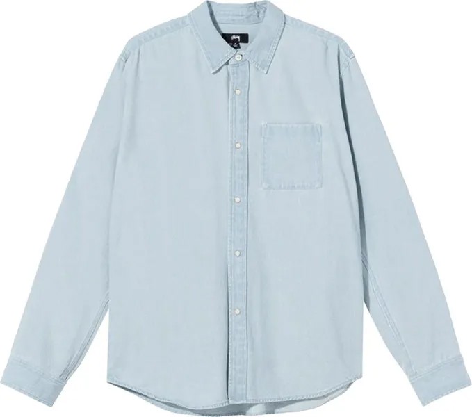 Рубашка Stussy Flower Embroidered Denim Long-Sleeve Shirt 'Light Blue', синий