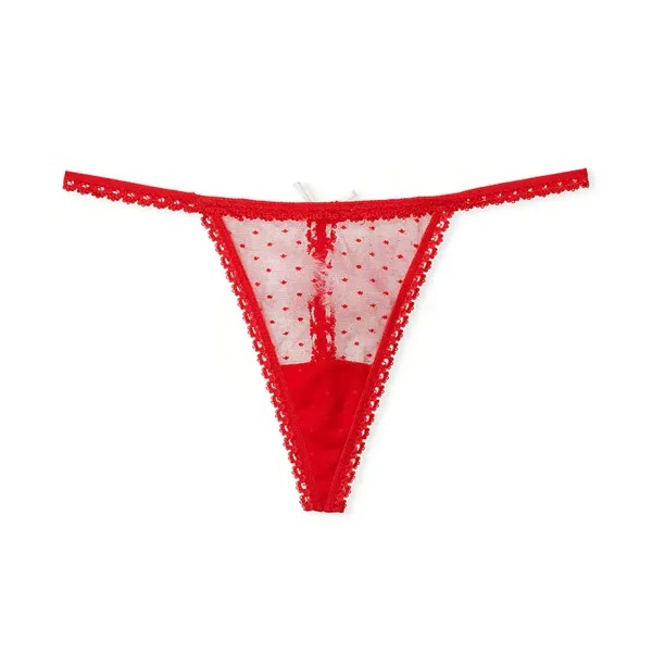 Трусы Victoria's Secret Dream Angels Lace V-string, красный/белый