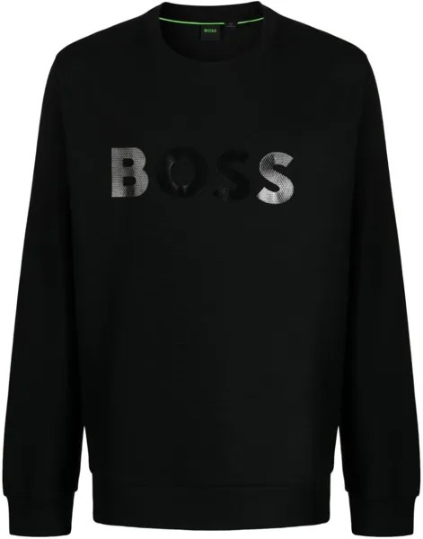 Мужской пуловер из эластичного хлопка Hugo Boss Salbo Mirror Ncsa 001, черный