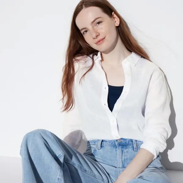 Рубашка Uniqlo linen, белый