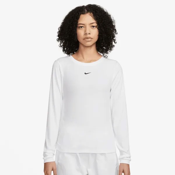 Лонгслив Sportswear Essential Rib Longsleeve Mod Crop Top NIKE, цвет white/black