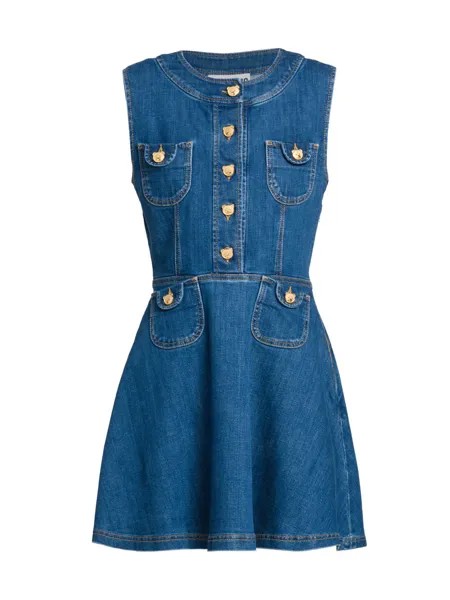 Джинсовое мини-платье с пуговицами Teddy Bear Moschino, синий