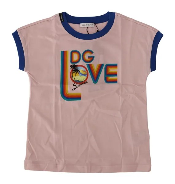 DOLCE - GABBANA Детская футболка розового цвета с принтом DG Love из хлопка с круглым вырезом s.Tag 4 250 руб.