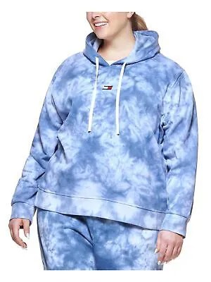 TOMMY HILFIGER SPORT Женский синий свитер с капюшоном и длинными рукавами из смеси хлопка плюс 0X