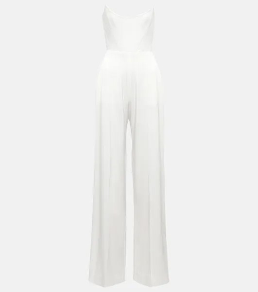Комбинезон Bridal Slaine из атласного крепа ALEX PERRY, белый