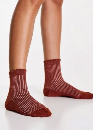 Рыжие носки до щиколотки с блестками и фигурным кантом ASOS DESIGN-Коричневый цвет