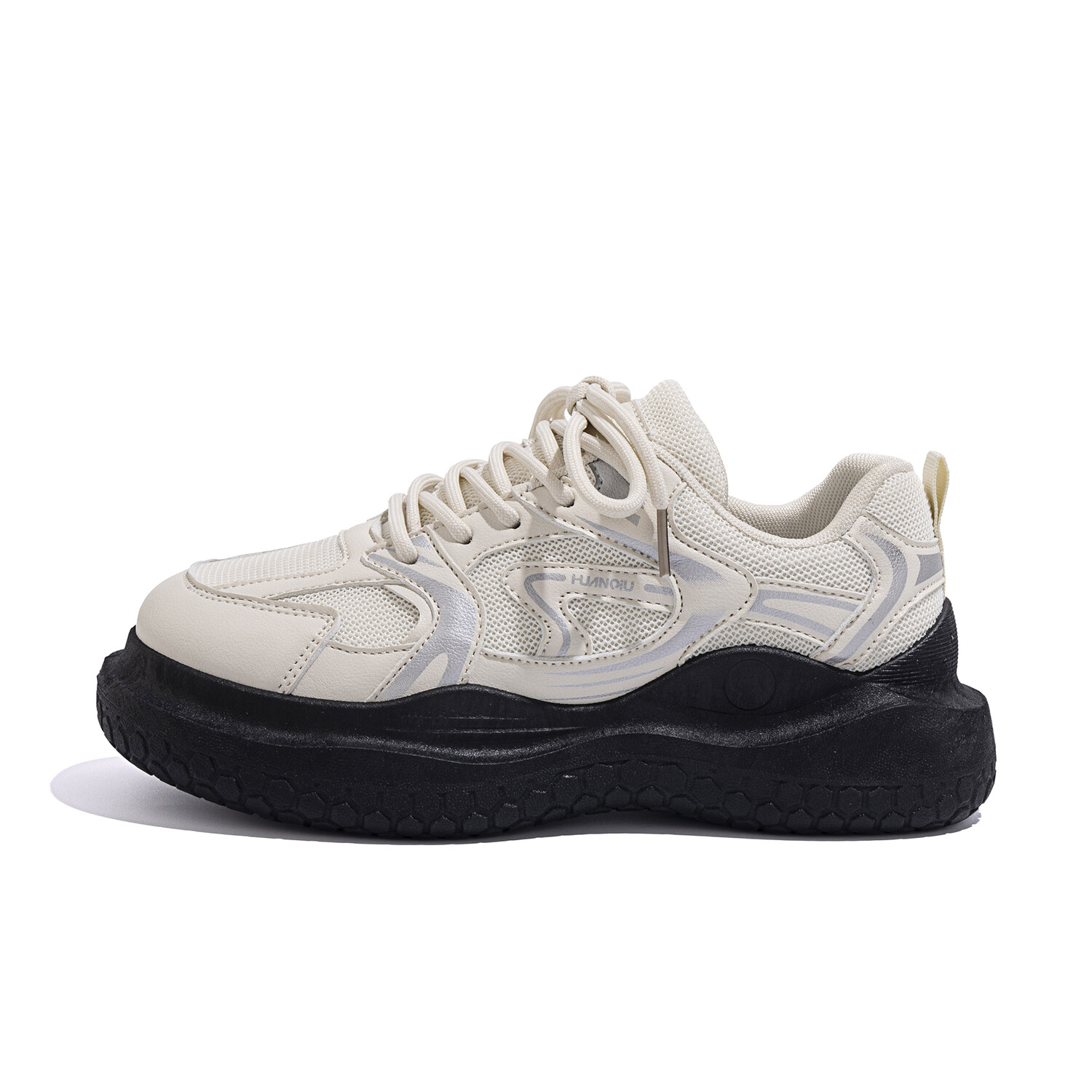 Кроссовки HUANQIU Skateboarding Shoes Women's Low-top Black, бежевый/черный