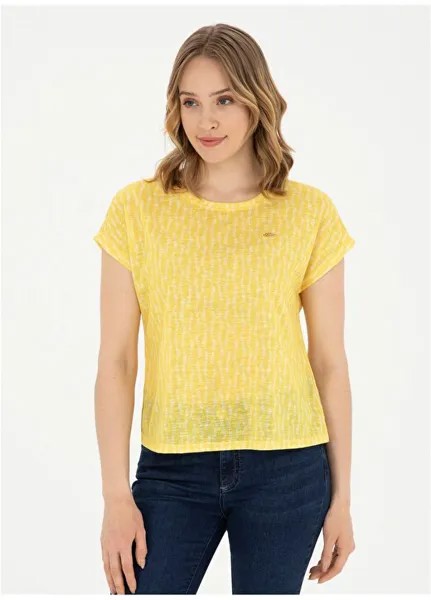 Желтая женская футболка с круглым вырезом PACEY U.S. Polo Assn., желтый