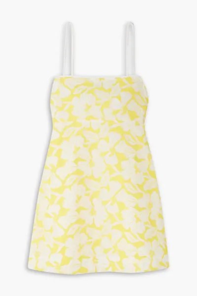 Платье мини Clementine из хлопковой вуали с вышивкой Three Graces London, ярко-желтый