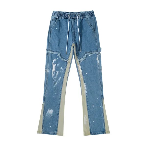 Мужские уличные джинсы Eukaaru, сшитые расклешенные брюки Vibe в стиле хип-хоп, мешковатые джинсы, мужские Модные свободные брюки, женские джинсы-...