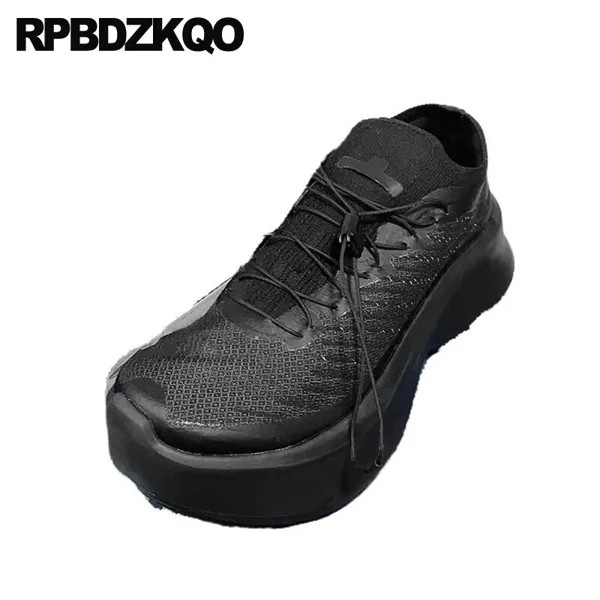 Женские кроссовки на платформе flatform, сетчатые дышащие, на шнуровке, массивные сникерсы на танкетке, высокий каблук, спортивная обувь для тренировок