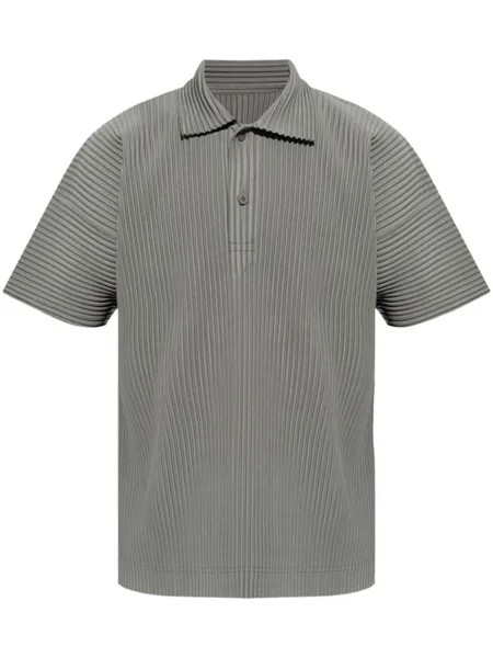 Homme Plissé Issey Miyake рубашка-поло с короткими рукавами и плиссировкой, серый