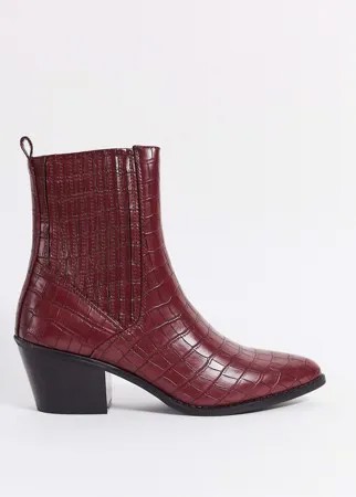 Красные ковбойские ботинки с эффектом змеиной кожи Vero Moda-Красный