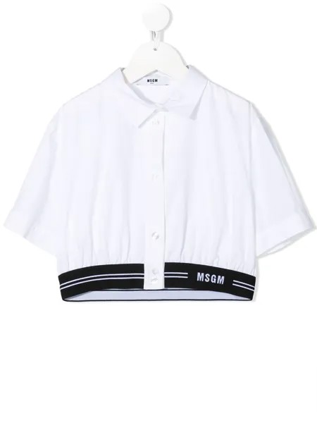 MSGM Kids укороченная рубашка с логотипом