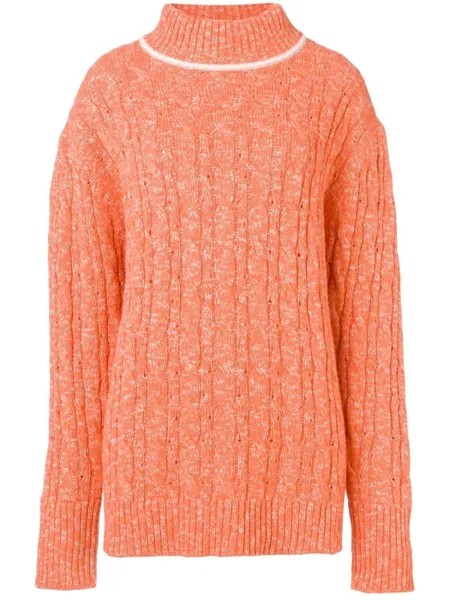 Свитер вязки с косами Cashmere In Love, оранжевый