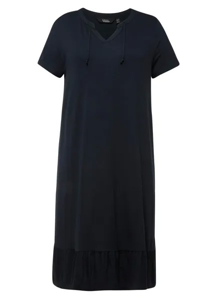 Платье из джерси SPLIT NECK SHORT SLEEVE MIDI Ulla Popken, синий