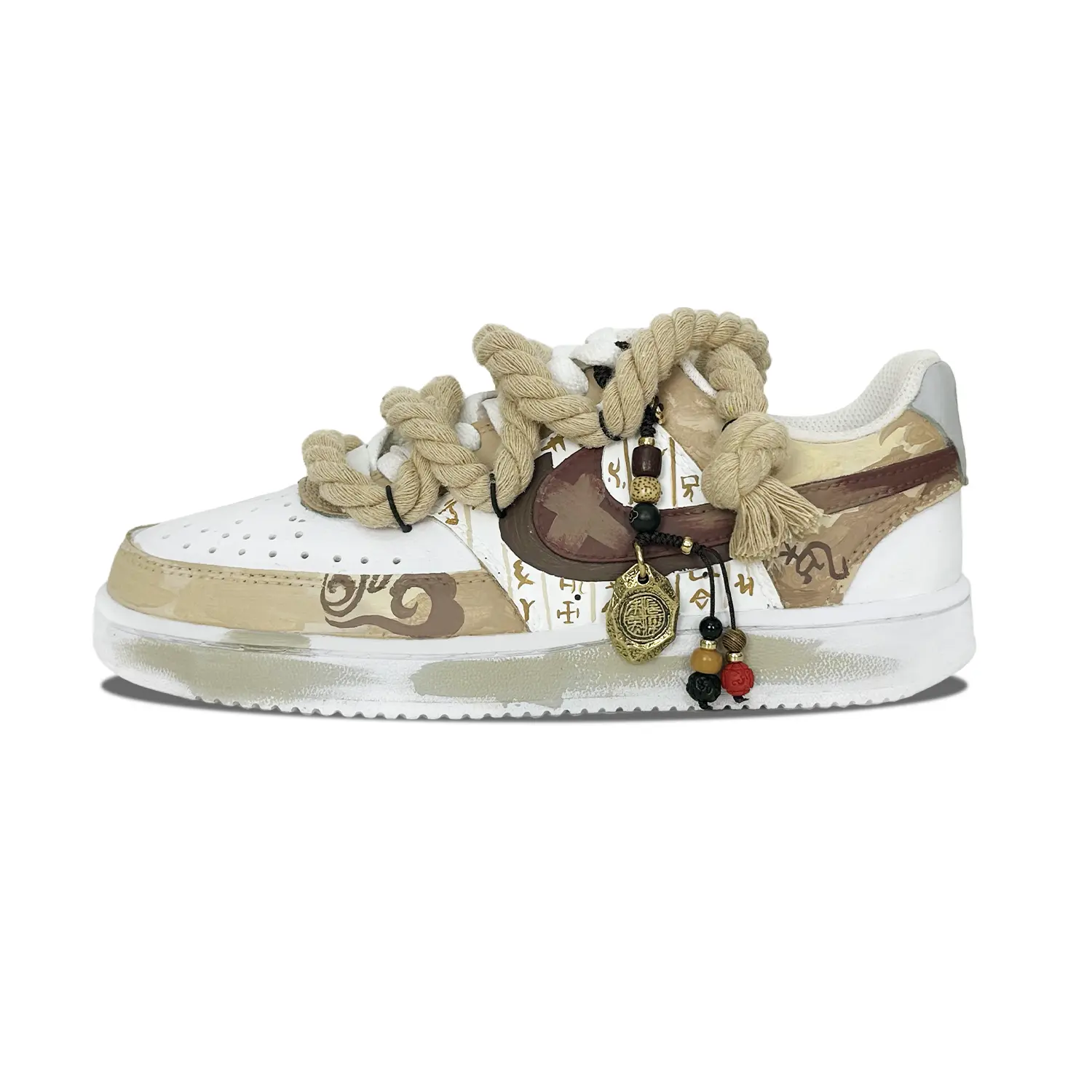 Кроссовки Nike Court Vision 1 Skateboarding Shoes Unisex Low-top White, хаки