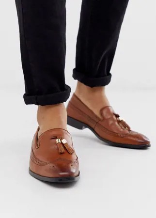 Коричневые кожаные броги с кисточками ASOS DESIGN-Коричневый