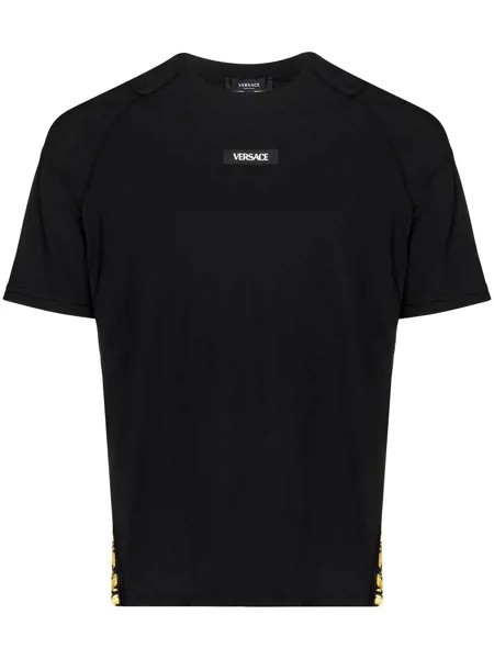 Versace футболка с логотипом и вставкой Barocco