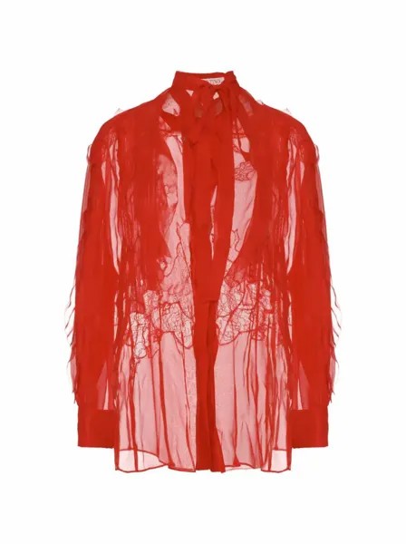 Кружевная шёлковая блузка Valentino