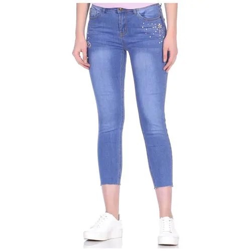 Джинсы BAON Укороченные джинсы со стразами Baon B309008, размер: 27, синий