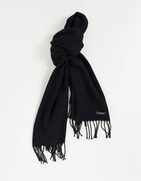 Черный шарф с бахромой Jack & Jones-Черный цвет
