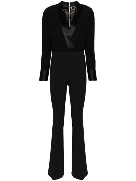 Elisabetta Franchi креповый комбинезон с логотипом, черный