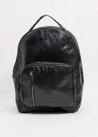 Черный рюкзак из кожи с естественной лицевой поверхностью Bolongaro Trevor