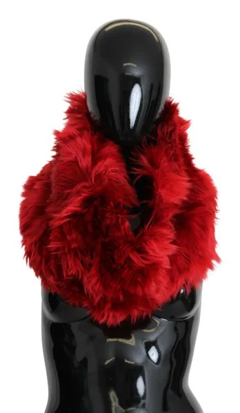 DOLCE - GABBANA Шарф Красный Альпака Кожаный Меховой платок на шею 80х20см Рекомендуемая розничная цена 2000 $