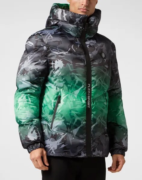 Нейлоновая стеганая куртка Neon Amazon Edition (камуфляж) Plein Sport, цвет Black+Green Fluo