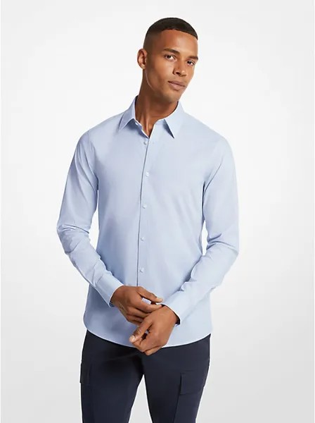 Рубашка приталенного кроя из эластичного хлопка Michael Kors Mens, синий