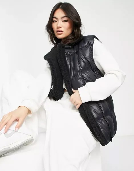 Черный жилет на подкладке из овчины Threadbare Azza