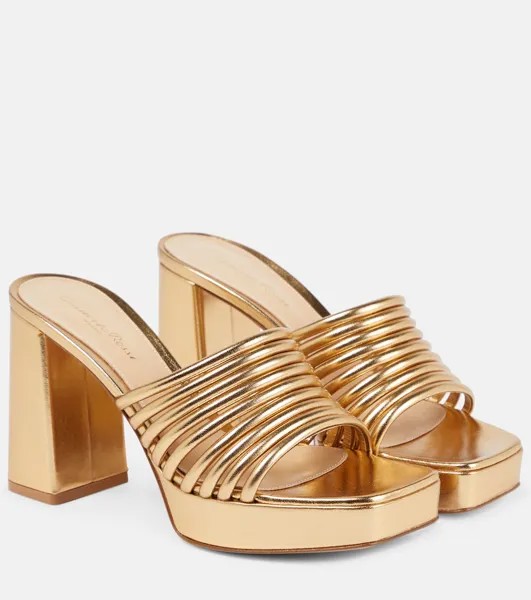 Босоножки lena из кожи с эффектом металлик Gianvito Rossi, золото