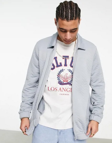 Стеганая трикотажная куртка голубого цвета в стиле oversized от комплекта ASOS DESIGN-Голубой