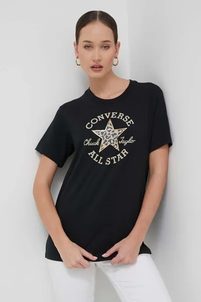 Хлопковая футболка Converse, черный
