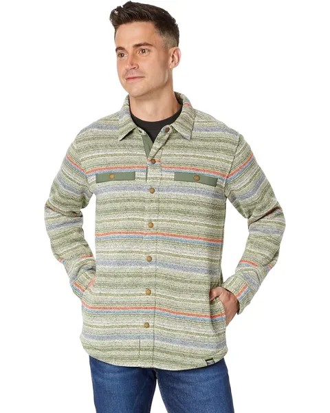 Куртка L.L.Bean Sweater Fleece Shirt Print Regular, цвет Marsh Olive Stripe