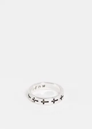 Серебристое кольцо с отделкой крестиками Icon Brand-Серебряный