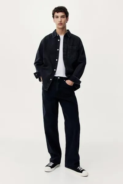 Прямые свободные высокие джинсы H&M, черный