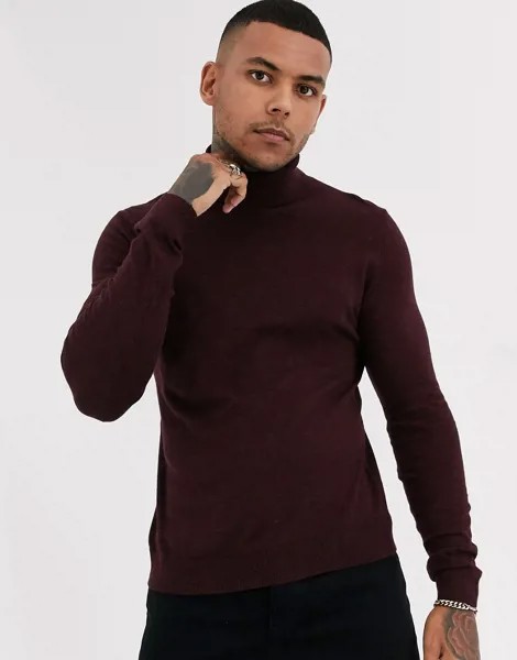 Бордовая водолазка Topman-Красный