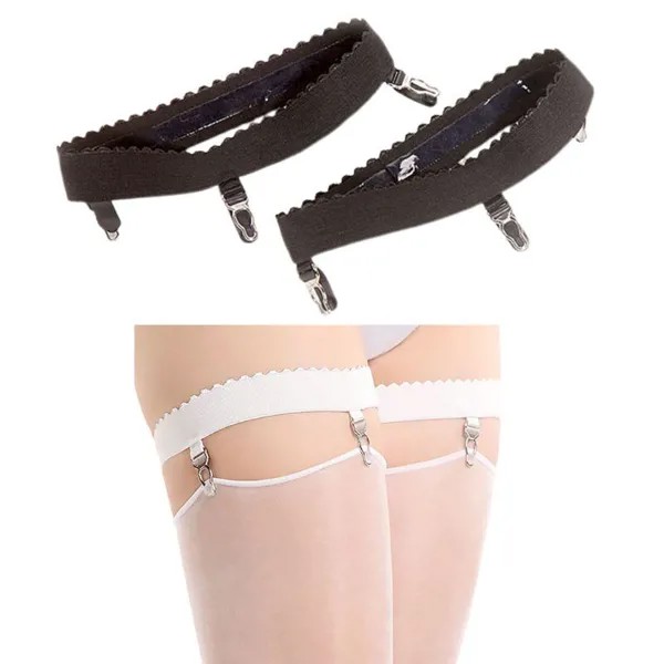 Womens Упругие Анти скользящая нога подвязки пояса бедра высокой чулок Suspender с клипом