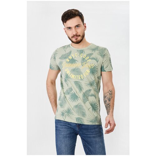 Футболка кор. рук. baon Футболка с тропическим принтом Baon, размер: S, PALE SAGE PRINTED