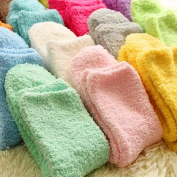6 шт / много зимних полотенце носки утолщенные однотонный бархат полотенце носки коралловые кашемир теплые носки