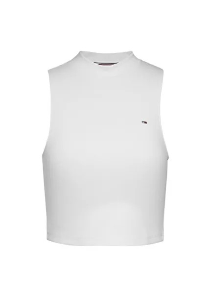 Полуводолазка однотонная белая женская спортивная майка TJW CRP MOCKNECK TANK Tommy Jeans, белый