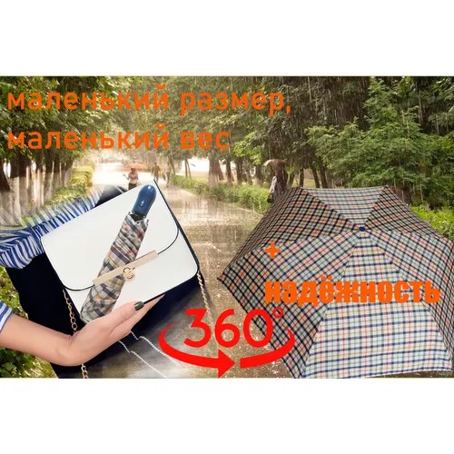 Смарт-зонт Sponsa, автомат, 3 сложения, купол 96 см., 6 спиц, система «антиветер», чехол в комплекте, для женщин, мультиколор