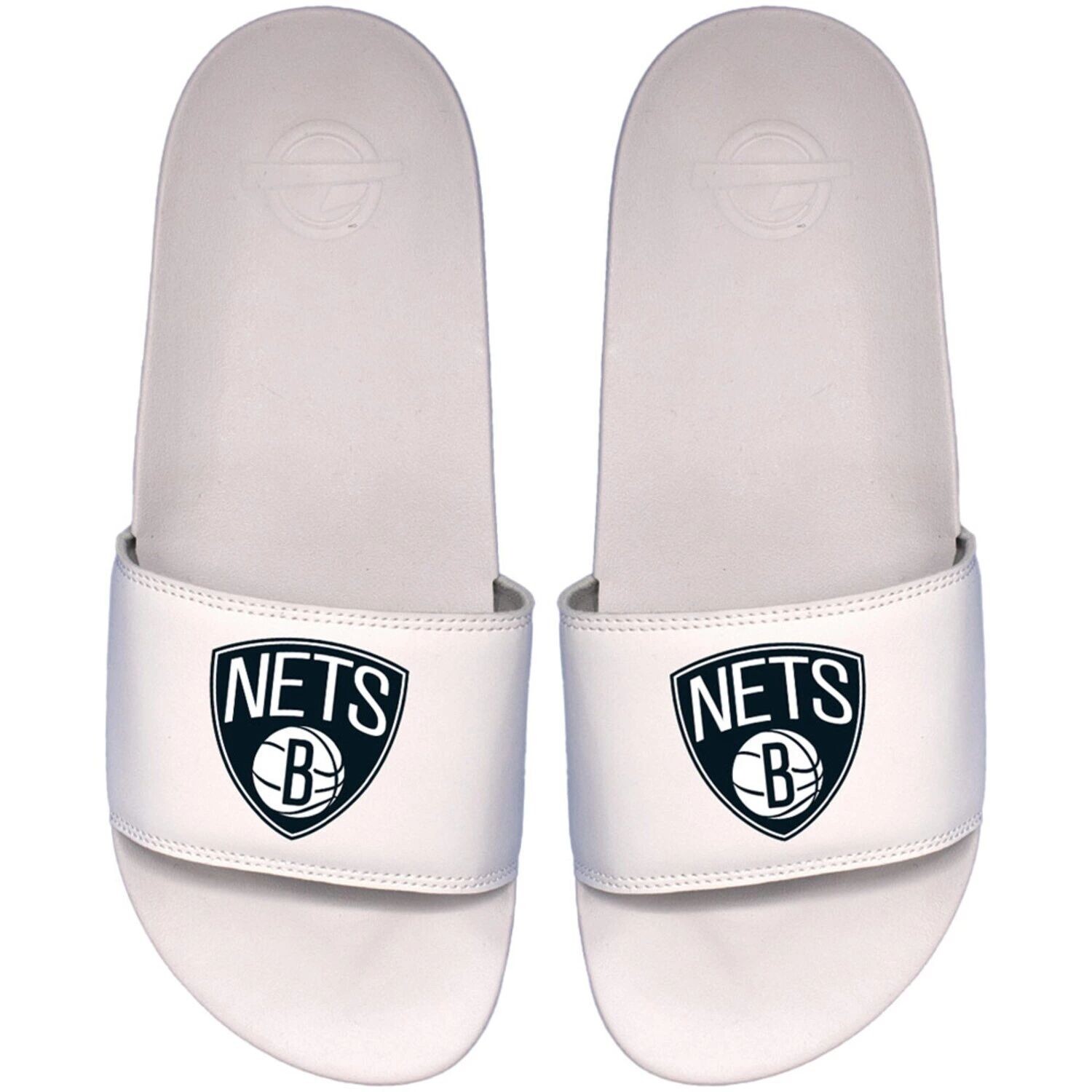 Мужские белые шлепанцы ISlide Brooklyn Nets Primary Motto
