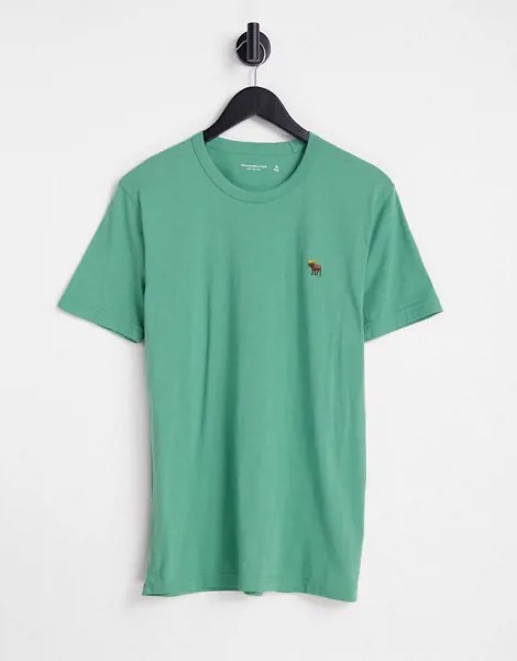 Зеленая футболка с маленьким 3D-логотипом Abercrombie & Fitch-Зеленый цвет