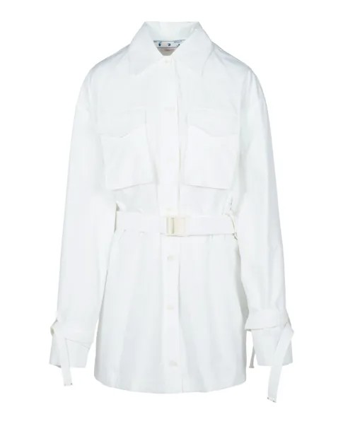 Платье-рубашка карго из поплина Off-White, белый