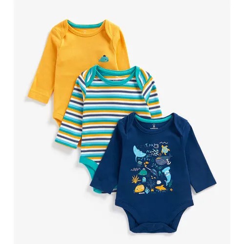 Боди mothercare, комплект из 3 шт., размер 74, мультиколор