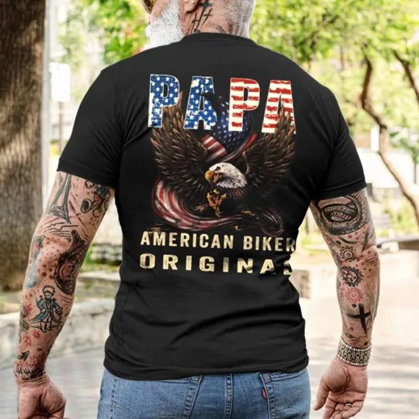 PAPA AMERICAN BIKER ORIGINAL Классическая мужская хлопковая футболка