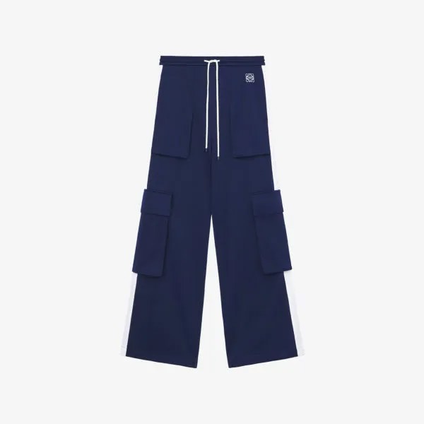 Широкие брюки из ткани со средней посадкой и накладными карманами anagram Loewe, синий